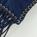 PRADA Umhängetasche Nylon Marine Gold Auth LNZ1002A-19