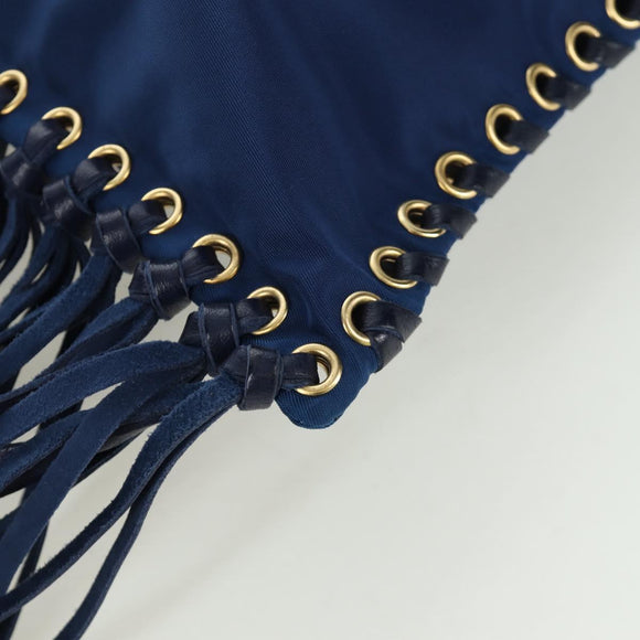 PRADA Umhängetasche Nylon Marine Gold Auth LNZ1002A