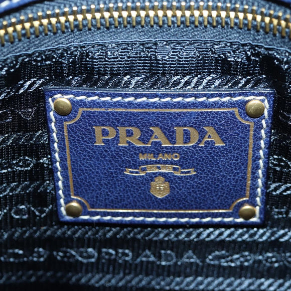 PRADA Umhängetasche Nylon Marine Gold Auth LNZ1002A