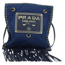 PRADA Umhängetasche Nylon Marine Gold Auth LNZ1002A-13