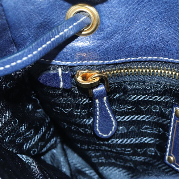 PRADA Umhängetasche Nylon Marine Gold Auth LNZ1002A