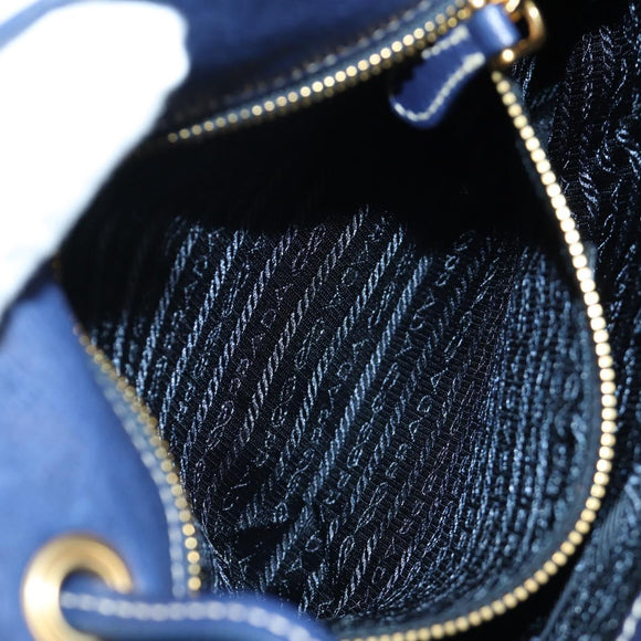 PRADA Umhängetasche Nylon Marine Gold Auth LNZ1002A