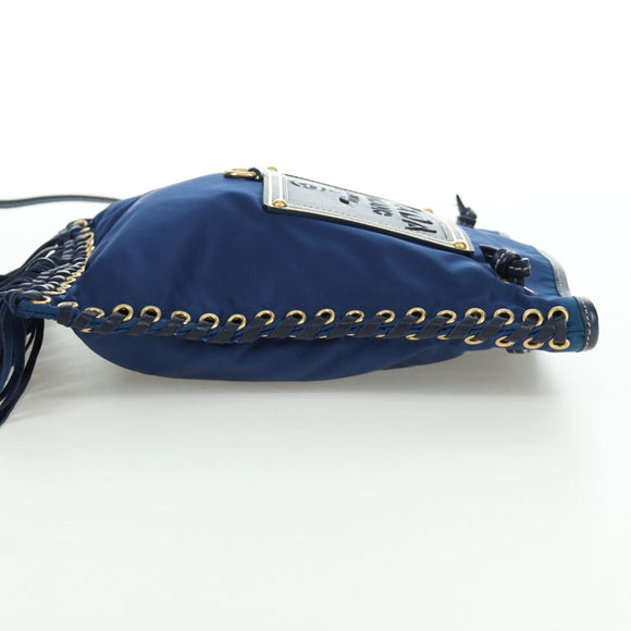 PRADA Umhängetasche Nylon Marine Gold Auth LNZ1002A