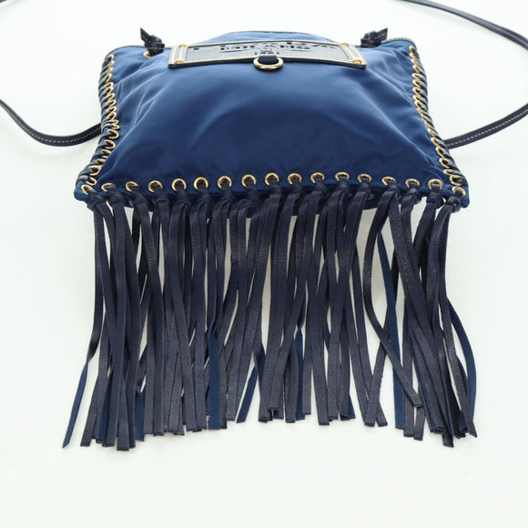 PRADA Umhängetasche Nylon Marine Gold Auth LNZ1002A
