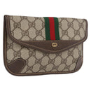GUCCI GG Supreme Web Sherry Line Pouch PVC Beige Red Green Auth LNZ1003A-1