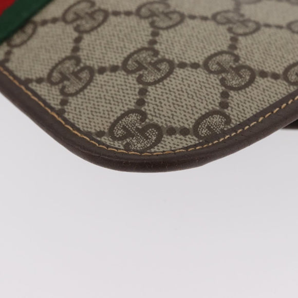 GUCCI GG Supreme Web Sherry Line Pouch PVC Beige Red Green Auth LNZ1003A