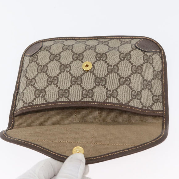 GUCCI GG Supreme Web Sherry Line Pouch PVC Beige Red Green Auth LNZ1003A
