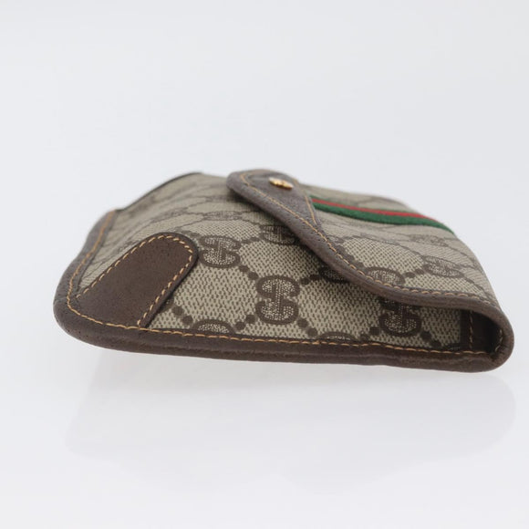 GUCCI GG Supreme Web Sherry Line Pouch PVC Beige Red Green Auth LNZ1003A