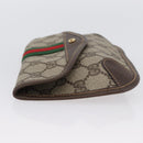 GUCCI GG Supreme Web Sherry Line Pouch PVC Beige Red Green Auth LNZ1003A-4
