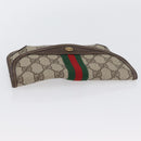GUCCI GG Supreme Web Sherry Line Pouch PVC Beige Red Green Auth LNZ1003A-5