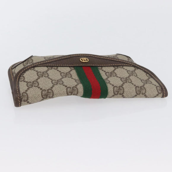 GUCCI GG Supreme Web Sherry Line Pouch PVC Beige Red Green Auth LNZ1003A