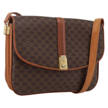CELINE Macadam Canvas Shoulder Bag PVC Leather Brown Gold Auth LNZ100A