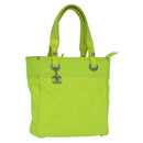 CHANEL Paris Biarritz Tote PM Tote Bag Canvas Green Neon Green CC Auth BSZ633-1