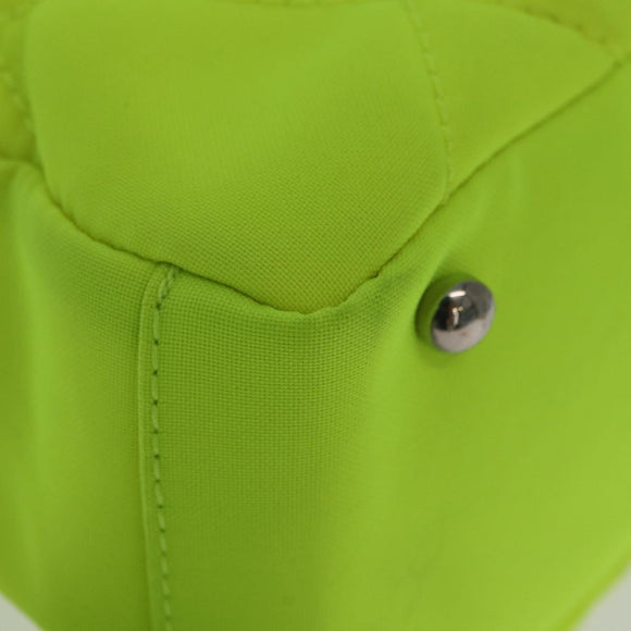 CHANEL Paris Biarritz Tote PM Tote Bag Canvas Green Neon Green CC Auth BSZ633