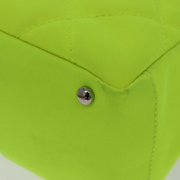 CHANEL Paris Biarritz Tote PM Tote Bag Canvas Green Neon Green CC Auth BSZ633