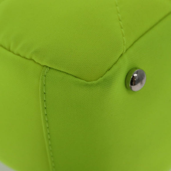 CHANEL Paris Biarritz Tote PM Tote Bag Canvas Green Neon Green CC Auth BSZ633