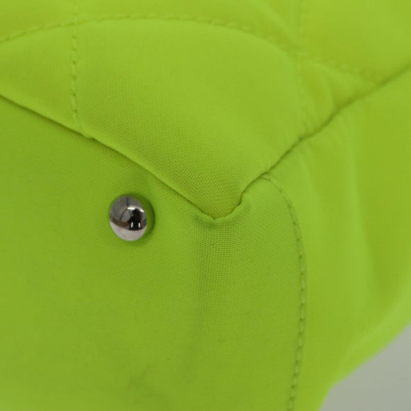 CHANEL Paris Biarritz Tote PM Tote Bag Canvas Green Neon Green CC Auth BSZ633