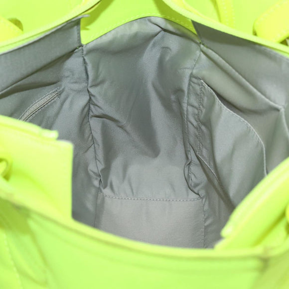 CHANEL Paris Biarritz Tote PM Tote Bag Canvas Green Neon Green CC Auth BSZ633