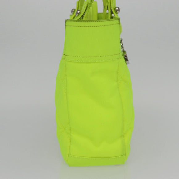 CHANEL Paris Biarritz Tote PM Tote Bag Canvas Green Neon Green CC Auth BSZ633