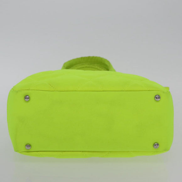 CHANEL Paris Biarritz Tote PM Tote Bag Canvas Green Neon Green CC Auth BSZ633