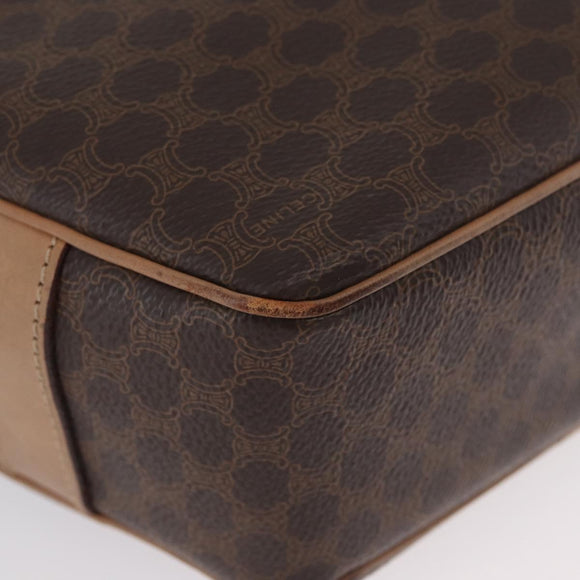 CELINE Macadam Canvas Shoulder Bag PVC Leather Brown Gold Auth BSZ634