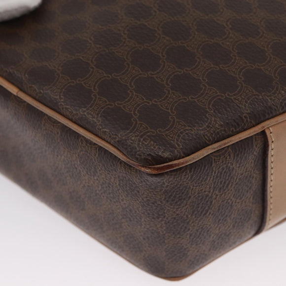 CELINE Macadam Canvas Shoulder Bag PVC Leather Brown Gold Auth BSZ634