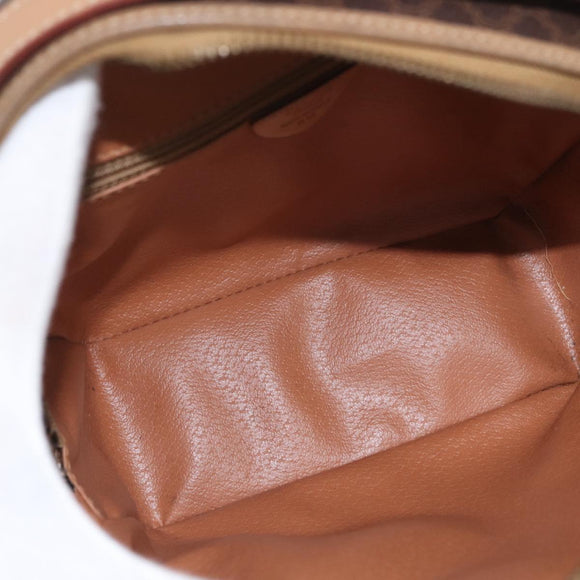 CELINE Macadam Canvas Shoulder Bag PVC Leather Brown Gold Auth BSZ634