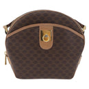 CELINE Macadam Canvas Shoulder Bag PVC Leather Brown Gold Auth BSZ634-2