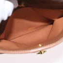 CELINE Macadam Canvas Shoulder Bag PVC Leather Brown Gold Auth BSZ634-23