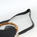 GUCCI Bamboo Shoulder Bag Leather 2way Black Gold 001 1577 Auth BSZ637-10