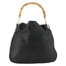 GUCCI Bamboo Shoulder Bag Leather 2way Black Gold 001 1577 Auth BSZ637-3