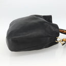 GUCCI Bamboo Shoulder Bag Leather 2way Black Gold 001 1577 Auth BSZ637-5
