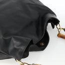 GUCCI Bamboo Shoulder Bag Leather 2way Black Gold 001 1577 Auth BSZ637-6