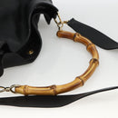 GUCCI Bamboo Shoulder Bag Leather 2way Black Gold 001 1577 Auth BSZ637-7