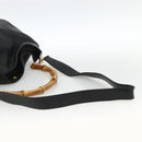 GUCCI Bamboo Shoulder Bag Leather 2way Black Gold 001 1577 Auth BSZ637-9