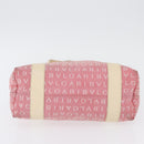 BVLGARI Logo Mania Hand Bag Canvas Pink Silver Auth BSZ642-11