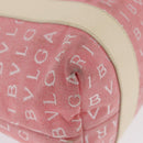 BVLGARI Logo Mania Hand Bag Canvas Pink Silver Auth BSZ642-12