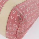 BVLGARI Logo Mania Hand Bag Canvas Pink Silver Auth BSZ642-13
