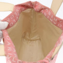 BVLGARI Logo Mania Hand Bag Canvas Pink Silver Auth BSZ642-19