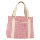 BVLGARI Logo Mania Hand Bag Canvas Pink Silver Auth BSZ642-2