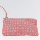 BVLGARI Logo Mania Hand Bag Canvas Pink Silver Auth BSZ642-22