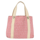 BVLGARI Logo Mania Hand Bag Canvas Pink Silver Auth BSZ642-3