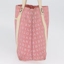 BVLGARI Logo Mania Hand Bag Canvas Pink Silver Auth BSZ642-5
