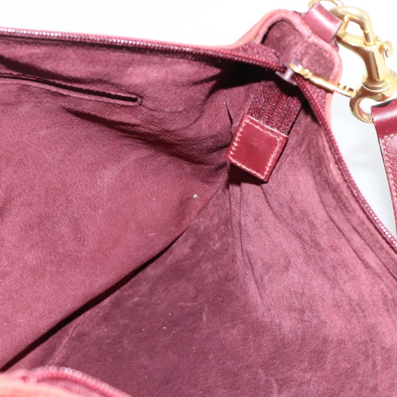 GUCCI Shoulder Bag Leather Red Gold 001 115 1206 Auth BSZ643