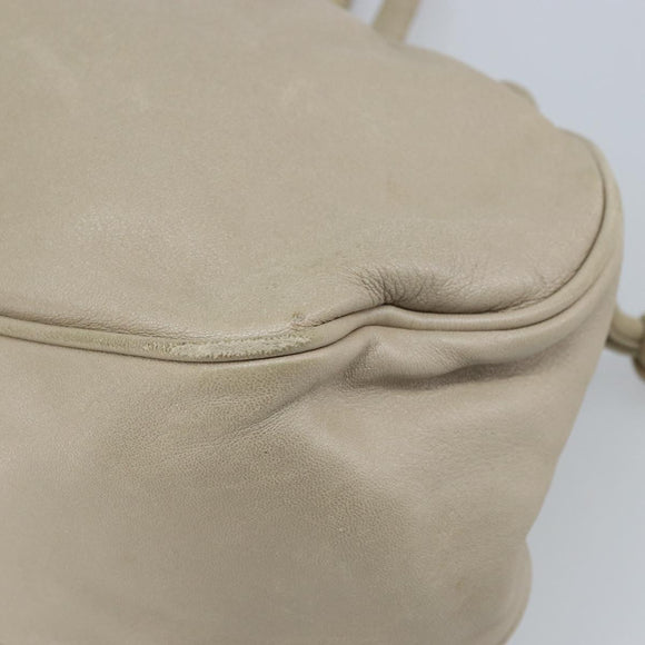 LOEWE Hand Bag Leather Beige Gold Auth LNZ103