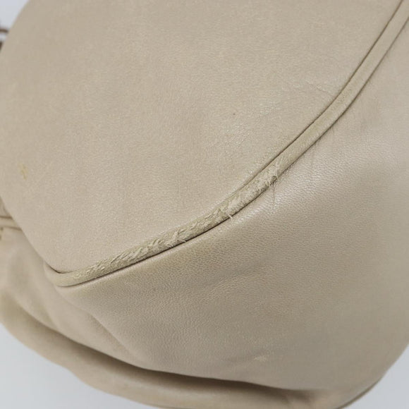 LOEWE Hand Bag Leather Beige Gold Auth LNZ103