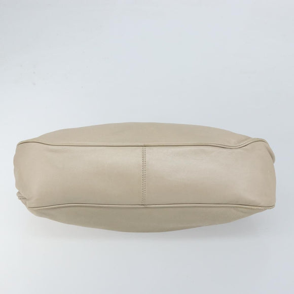 LOEWE Hand Bag Leather Beige Gold Auth LNZ103
