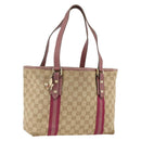GUCCI GG Canvas Sherry Line Tote Bag Beige Gold 137995 Auth BSZ646-1