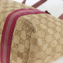 GUCCI GG Canvas Sherry Line Tote Bag Beige Gold 137995 Auth BSZ646-10