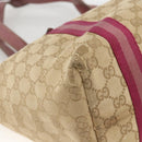GUCCI GG Canvas Sherry Line Tote Bag Beige Gold 137995 Auth BSZ646-11